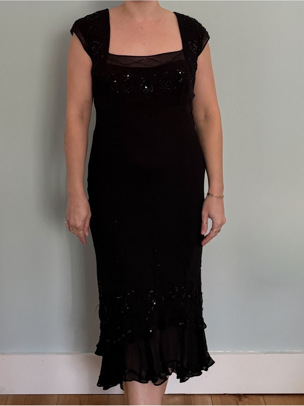 Jones New York Silk Beaded Dress